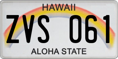 HI license plate ZVS061