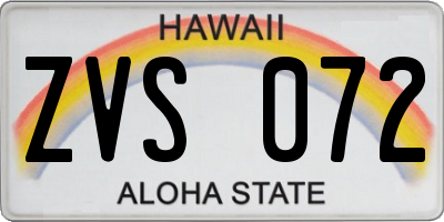 HI license plate ZVS072