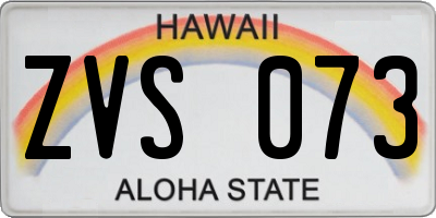 HI license plate ZVS073