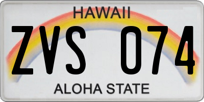 HI license plate ZVS074