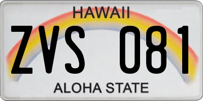 HI license plate ZVS081