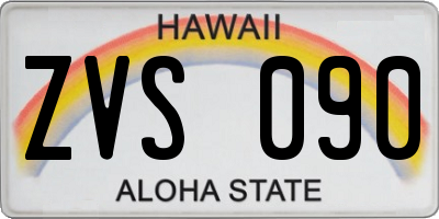 HI license plate ZVS090