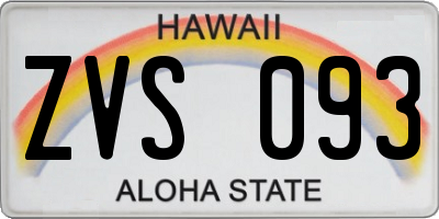 HI license plate ZVS093
