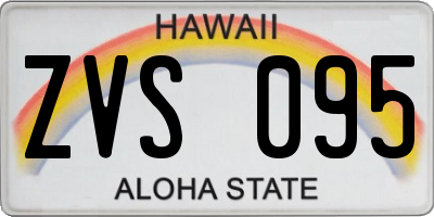 HI license plate ZVS095