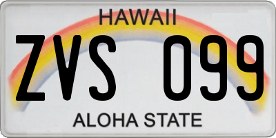HI license plate ZVS099