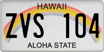 HI license plate ZVS104