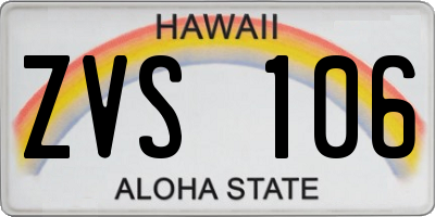HI license plate ZVS106