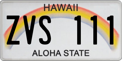 HI license plate ZVS111