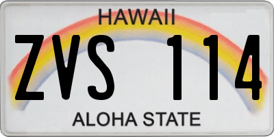 HI license plate ZVS114