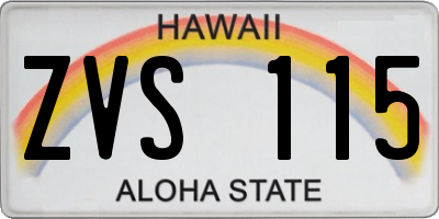 HI license plate ZVS115