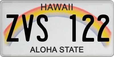 HI license plate ZVS122