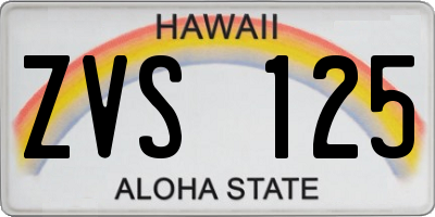 HI license plate ZVS125