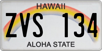 HI license plate ZVS134