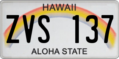 HI license plate ZVS137
