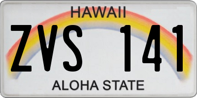 HI license plate ZVS141