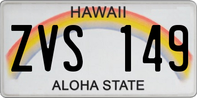 HI license plate ZVS149