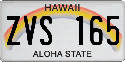 HI license plate ZVS165