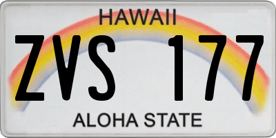HI license plate ZVS177