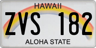 HI license plate ZVS182