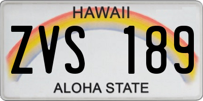 HI license plate ZVS189