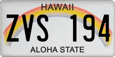HI license plate ZVS194