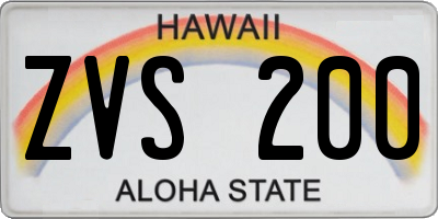 HI license plate ZVS200