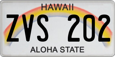 HI license plate ZVS202