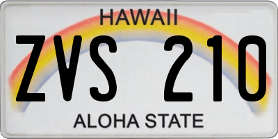 HI license plate ZVS210