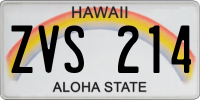 HI license plate ZVS214