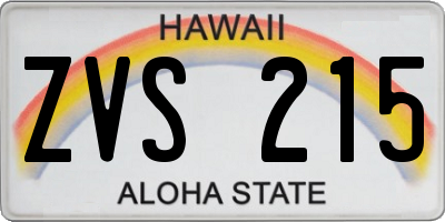 HI license plate ZVS215