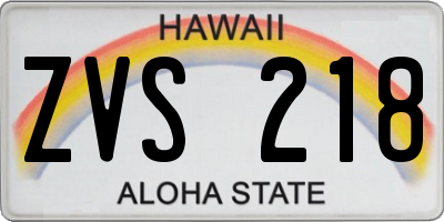 HI license plate ZVS218