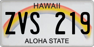 HI license plate ZVS219