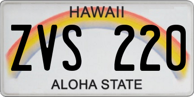 HI license plate ZVS220