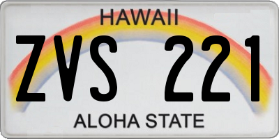HI license plate ZVS221