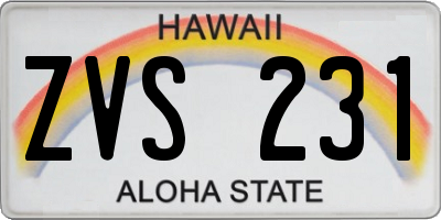 HI license plate ZVS231