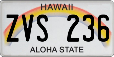 HI license plate ZVS236