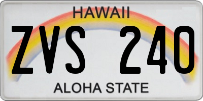 HI license plate ZVS240