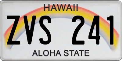 HI license plate ZVS241