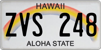 HI license plate ZVS248