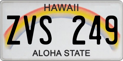 HI license plate ZVS249