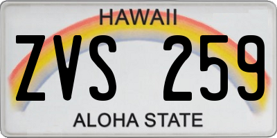 HI license plate ZVS259