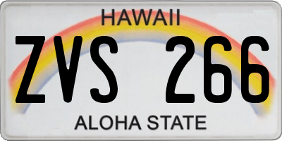 HI license plate ZVS266