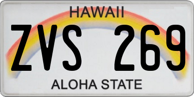 HI license plate ZVS269