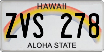 HI license plate ZVS278
