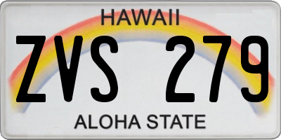 HI license plate ZVS279