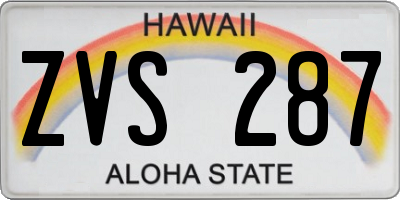 HI license plate ZVS287