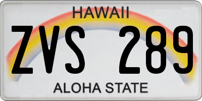 HI license plate ZVS289