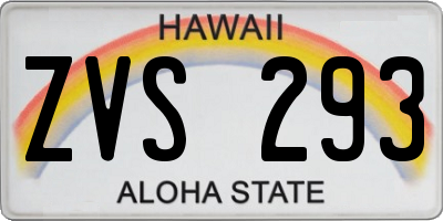 HI license plate ZVS293