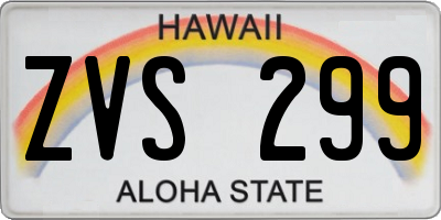 HI license plate ZVS299