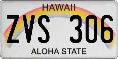 HI license plate ZVS306